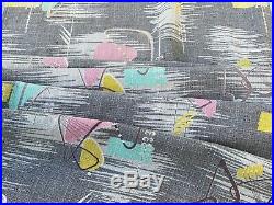 SALE Atomic Miami Beach Barkcloth Vintage Fabric Drape Curtain 50's Mid Century