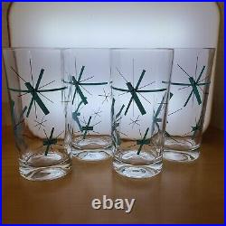 Salem North Star Atomic Starburst Mid Century Modern 5.5 Glass Set Of 4