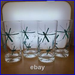 Salem North Star Atomic Starburst Mid Century Modern 5.5 Glass Set Of 4