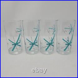 Salem North Star Atomic Starburst Mid Century Modern 5.5 Glass Set Of 4