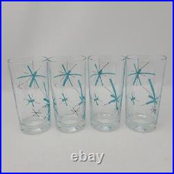 Salem North Star Atomic Starburst Mid Century Modern 5.5 Glass Set Of 4