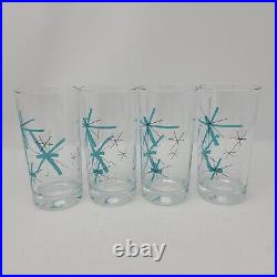 Salem North Star Atomic Starburst Mid Century Modern 5.5 Glass Set Of 4