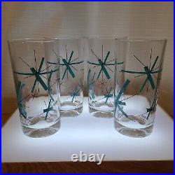 Salem North Star Atomic Starburst Mid Century Modern 5.5 Glass Set Of 4