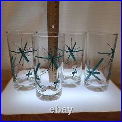 Salem North Star Atomic Starburst Mid Century Modern 5.5 Glass Set Of 4