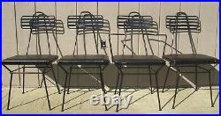 Set 4 Atomic Mid Century Modern Wrought Iron Dining Chairs Poly Of Calif. 1950's