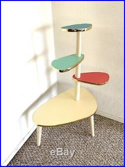 Space Age Plant Stand Mid Century Side Table Formica End Table Atomic 50s 60s