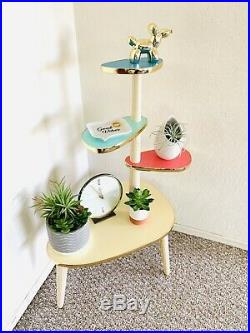 Space Age Plant Stand Mid Century Side Table Formica End Table Atomic 50s 60s