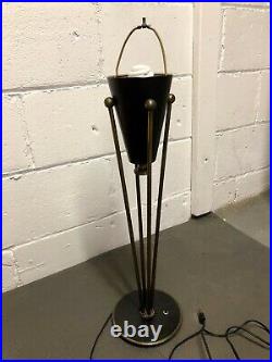 Stiffel Mid Century Modern Atomic Sputnik Table Lamp with Orig shade 1950s Vintage