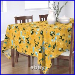 Tablecloth Fun Mid-Century Cocktail Vintage 1950S Atomic Cats Cotton Sateen