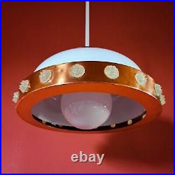 Unique mid century UFO sputnik atomic space age brass pendant light Bohemia
