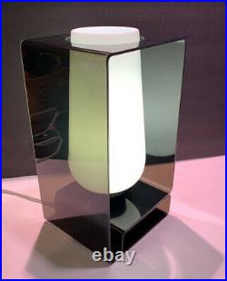 VINTAGE MID CENTURY MODERN ATOMIC RETRO Smoked LUCITE White Globe TABLE Lamp