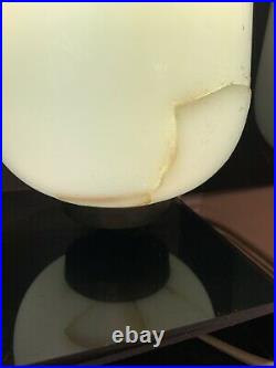 VINTAGE MID CENTURY MODERN ATOMIC RETRO Smoked LUCITE White Globe TABLE Lamp