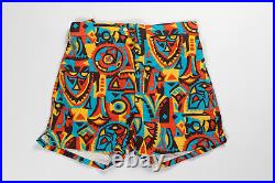 VTG 1960's TIKI HAWAIIAN BOARD SHORTS SURF SWIM TRUNK MID-CENTURY ATOMIC MEN S M