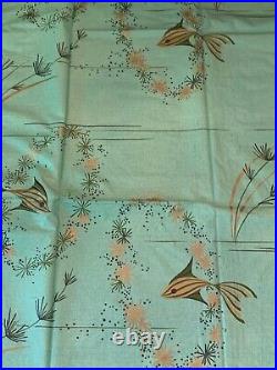 VTG MCM Aqua Atomic Gold Black Fish Stars Vinyl Shower Curtain 72x72 NEW