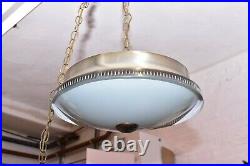 VTG Mid Century Modern Atomic UFO Flying Saucer Hanging Lamp Light Ceiling 18
