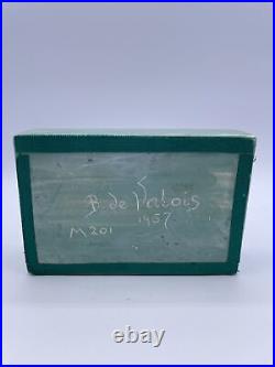 VTG Studio Art Slab Pottery Box Mid Century Atomic Turquoise B De Valois 1957