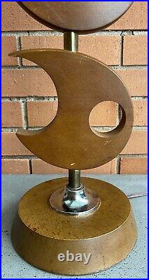Vintage 1950s 1960s Abstract Sculptural Atomic Fish Wood Lamp Mid Century Modern