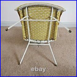 Vintage 1950s Atomic woven plastic Satellite Bucket chair. Mid Century Modernist