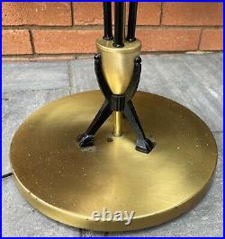 Vintage 1950s Brass Metal Floor Lamp Fiberglass Shade Mid Century Modern Atomic