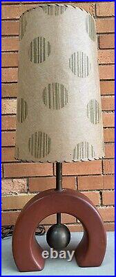 Vintage 1950s Ceramic Metal Lamp Fiberglass Shade Mid Century Modern Light AS-IS