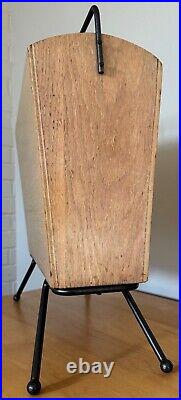 Vintage 1950s Wood Iron Magazine Stand MCM Metal Mid Century Modern Atomic Era