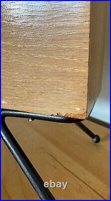 Vintage 1950s Wood Iron Magazine Stand MCM Metal Mid Century Modern Atomic Era