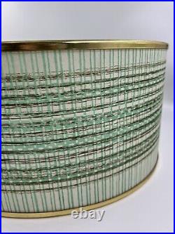 Vintage 1960's Mid Century Modern Atomic Abstract Lampshade Turquoise Brass