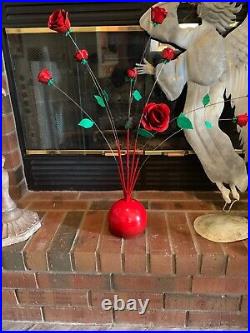 Vintage 1960s Steel Hand Painted Rose Kinetic Sculpture sputnik Atomic Mobile