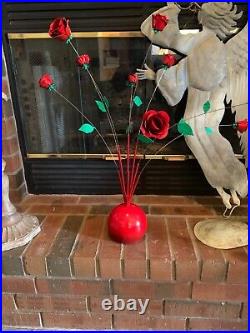 Vintage 1960s Steel Hand Painted Rose Kinetic Sculpture sputnik Atomic Mobile