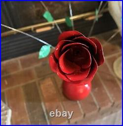 Vintage 1960s Steel Hand Painted Rose Kinetic Sculpture sputnik Atomic Mobile