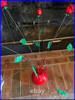 Vintage 1960s Steel Hand Painted Rose Kinetic Sculpture sputnik Atomic Mobile