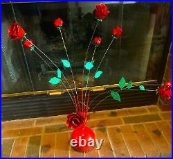 Vintage 1960s Steel Hand Painted Rose Kinetic Sculpture sputnik Atomic Mobile