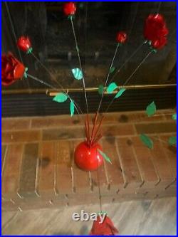 Vintage 1960s Steel Hand Painted Rose Kinetic Sculpture sputnik Atomic Mobile