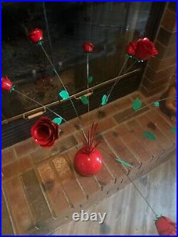 Vintage 1960s Steel Hand Painted Rose Kinetic Sculpture sputnik Atomic Mobile