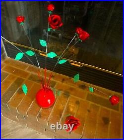 Vintage 1960s Steel Hand Painted Rose Kinetic Sculpture sputnik Atomic Mobile