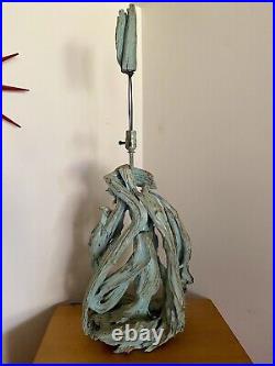 Vintage 40 Driftwood Mid Century Lamp Turquoise Finial Atomic Nautical Light