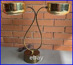 Vintage 50s 60s Brass Metal Lamp Glass Shades Mid Century Modern Lighting Atomic