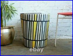 Vintage 50s 60s Mid Century Modern Atomic Era Storage Stool Table Laundry Basket