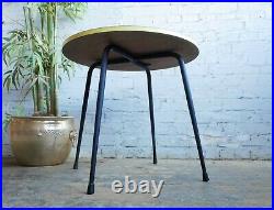 Vintage 50s 60s Mid Century Modern Atomic Era Yellow Formica Side Bistro Table
