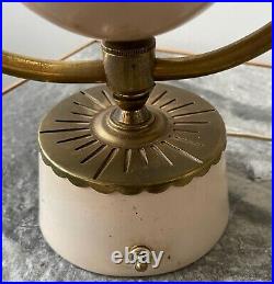 Vintage 50s Metal Table Lamp Planter Fiberglass Shades Mid Century Modern Atomic