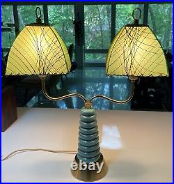 Vintage 50s REGAL Ceramic Lamp Fiberglass Shades Mid Century Modern Atomic Era