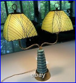 Vintage 50s REGAL Ceramic Lamp Fiberglass Shades Mid Century Modern Atomic Era