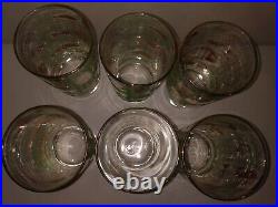 Vintage 6 Libbey Midcentury Atomic Fish Marine Glasses 5.5 t 2.75 d Gold Green