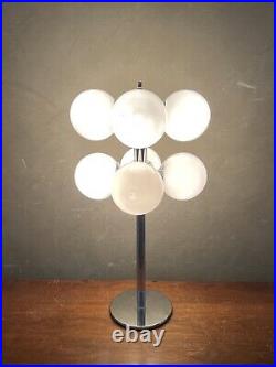 Vintage 8 Globe Mid Century Modern Table Lamp Max Bill Bill Curry Atomic Chrome
