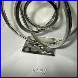 Vintage Atomic Chrome Metal Spiral Ring Sculpture 13 Mid-century MCM