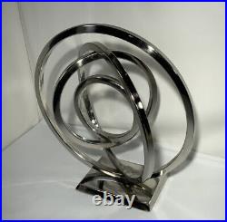 Vintage Atomic Chrome Metal Spiral Ring Sculpture 13 Mid-century MCM