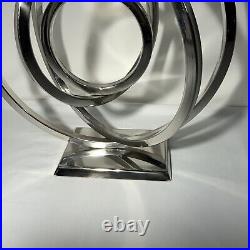 Vintage Atomic Chrome Metal Spiral Ring Sculpture 13 Mid-century MCM