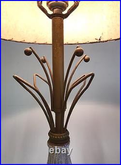 Vintage Atomic Sputnik Ceramic Brass Danish Mid Century Modern Table Desk Lamp