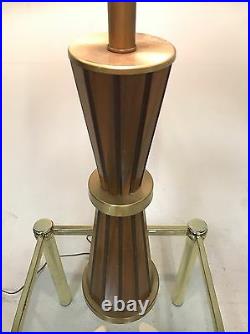 Vintage Atomic Sputnik Teak Brass Wood Danish Mid Century Modern Table Desk Lamp