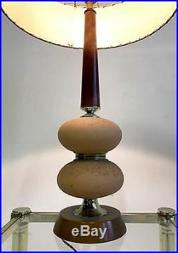 Vintage Atomic Sputnik Teak Diamond Danish Mid Century Modern Table Desk Lamp